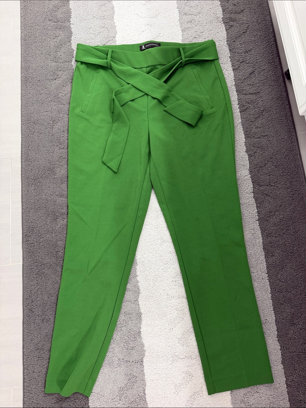 Jules & Leopold Bright Green High-Rise Tie-Waist Trousers